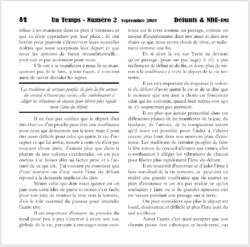 Extrait Revue Un Temps numéro 2 - Défunts / NDE