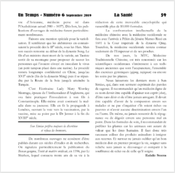 Extrait Revue Un Temps numéro 6 - La Santé