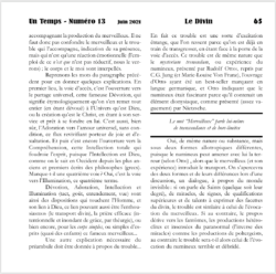 Extrait Revue Un Temps numéro 13 - Le Divin