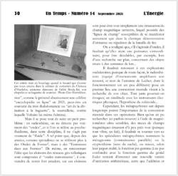 Extrait Revue Un Temps numéro 14 - L'Énergie