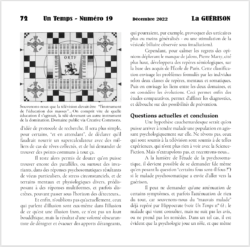 Extrait Revue Un Temps numéro 19 - Extrait Revue Un Temps numéro 19 - La Guérison