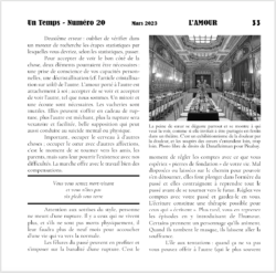 Extrait Revue Un Temps numéro 19 - Extrait Revue Un Temps numéro 20 - L'Amour