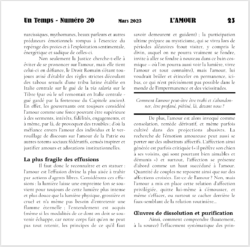 Extrait Revue Un Temps numéro 19 - Extrait Revue Un Temps numéro 20 - L'Amour