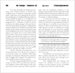 Extrait Revue Un Temps numéro 21 - L'Enseignement