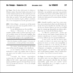 Extrait Revue Un Temps numéro 23 - La Vérité